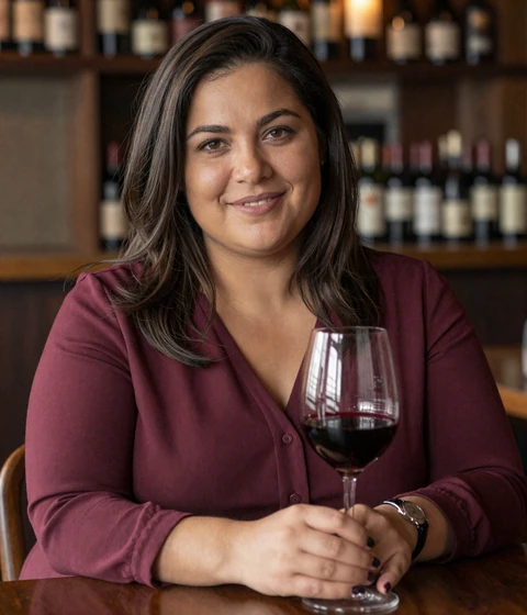 Danielle, 35, brunette woman at a wine bar featured in EvaDate reviews