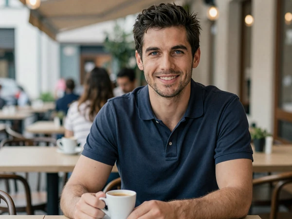 Kevin, 38, EvaDate success story member at a cafe